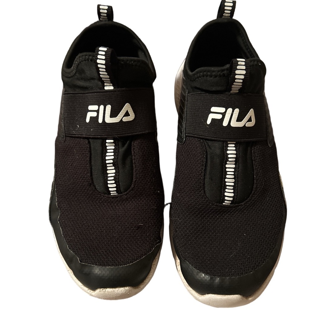 Boys FILA Black and White Slip on Shoes